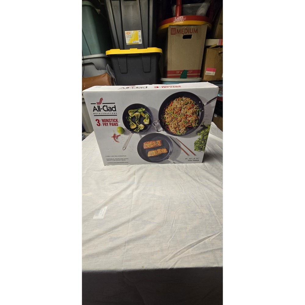 In Box All-Clad Nonstick 3-Piece Set 8", 10" and 12" Fry Pans